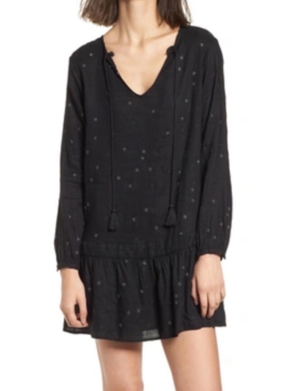 NEW with tags! Rails Lydia Black Linen Blend Dress With Embroidered Stars size S